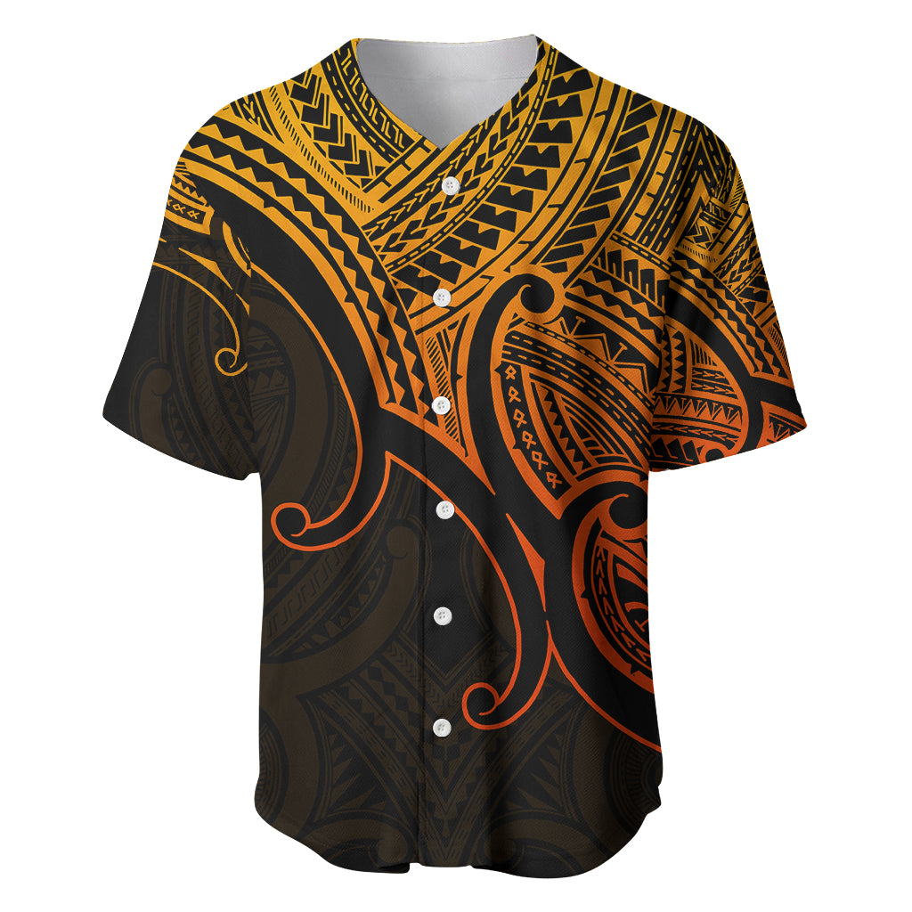 Custom Aotearoa Polynesian Baseball Jersey with Maori Koru Gold LT9 - Wonder Print Shop