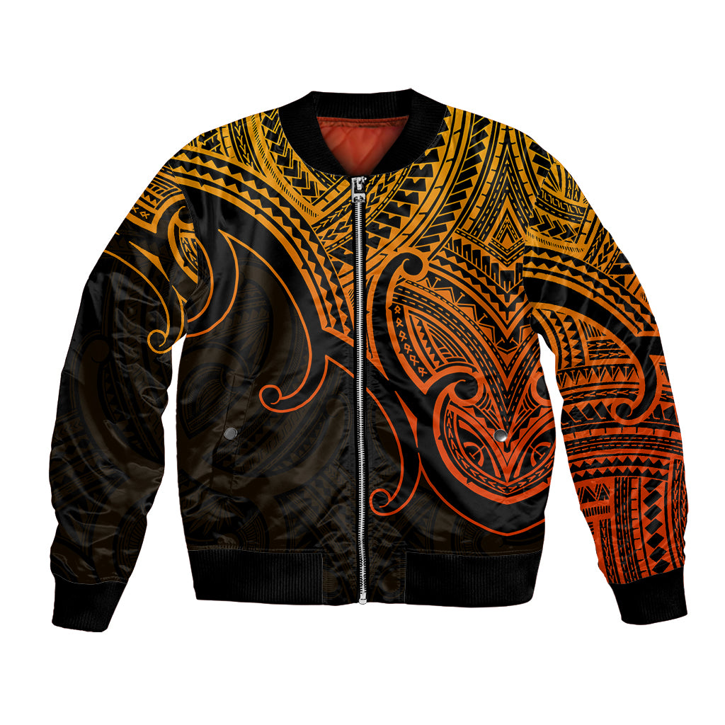 Custom Aotearoa Polynesian Bomber Jacket with Maori Koru Gold LT9 - Wonder Print Shop