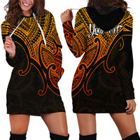 Custom Aotearoa Polynesian Hoodie Dress with Maori Koru Gold - Wonder Print Shop