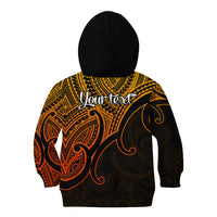 Custom Aotearoa Polynesian Kid Hoodie with Maori Koru Gold - Wonder Print Shop