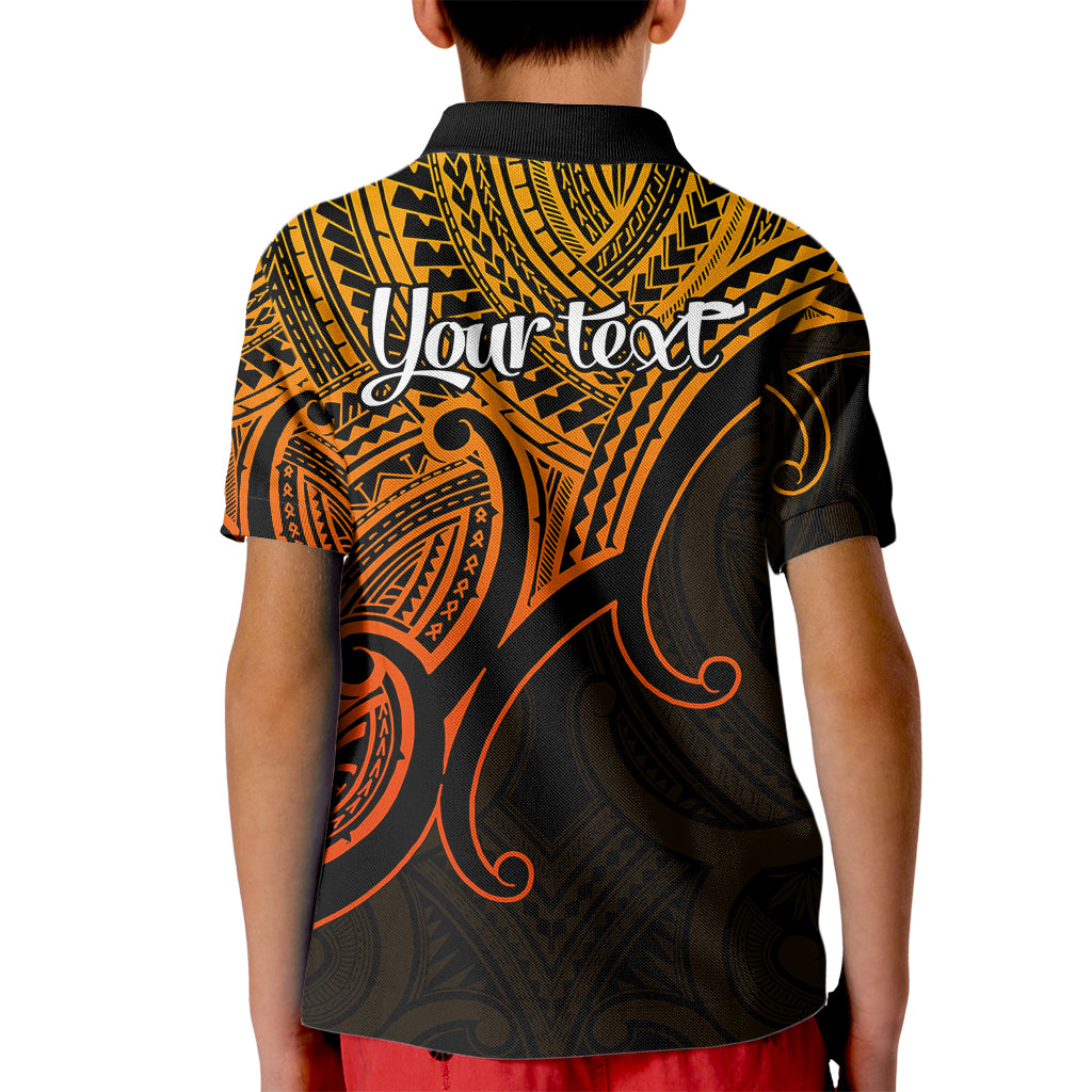 Custom Aotearoa Polynesian Kid Polo Shirt with Maori Koru Gold - Wonder Print Shop