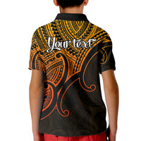 Custom Aotearoa Polynesian Kid Polo Shirt with Maori Koru Gold - Wonder Print Shop