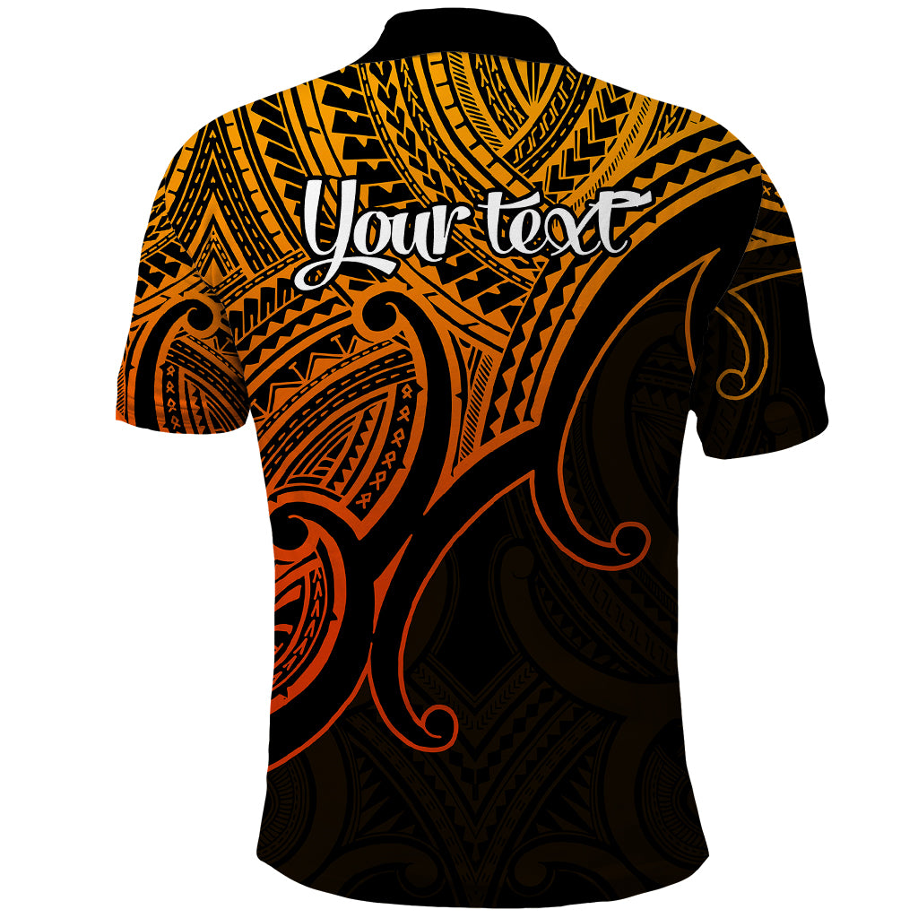 Custom Aotearoa Polynesian Polo Shirt with Maori Koru Gold - Wonder Print Shop