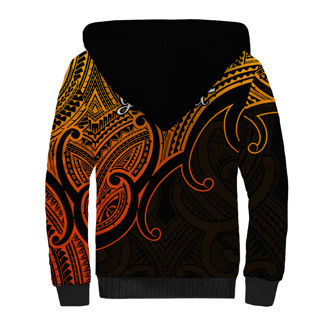 Custom Aotearoa Polynesian Sherpa Hoodie with Maori Koru Gold - Wonder Print Shop