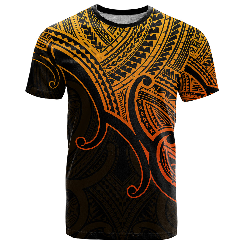 Custom Aotearoa Polynesian T Shirt with Maori Koru Gold - Wonder Print Shop
