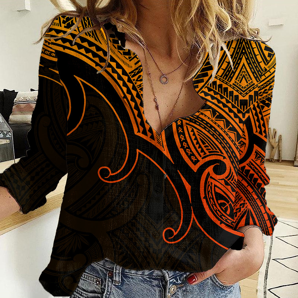 Custom Aotearoa Polynesian Women Casual Shirt with Maori Koru Gold - Wonder Print Shop
