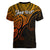 Custom Aotearoa Polynesian Women V Neck T Shirt with Maori Koru Gold - Wonder Print Shop
