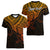 Custom Aotearoa Polynesian Women V Neck T Shirt with Maori Koru Gold - Wonder Print Shop