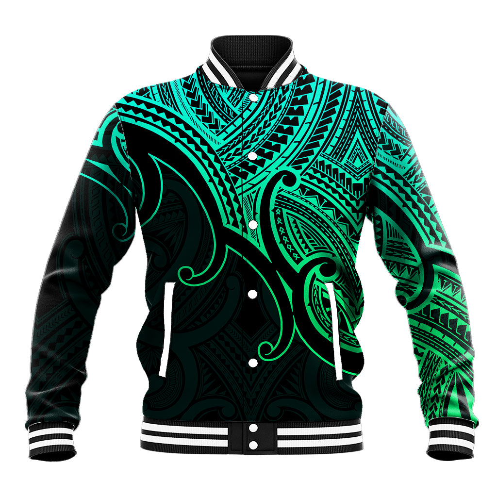 Custom Aotearoa Polynesian Baseball Jacket with Maori Koru Green LT9 - Wonder Print Shop