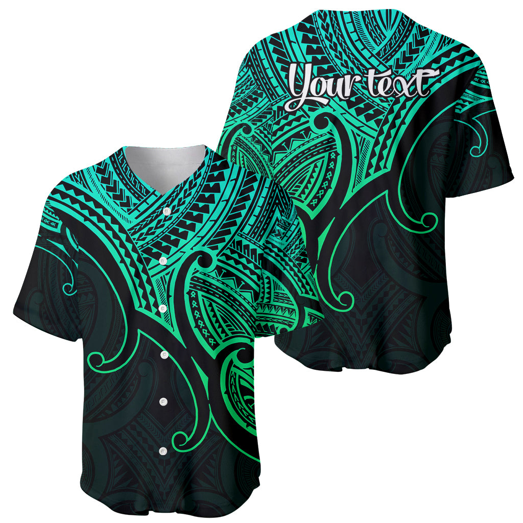 Custom Aotearoa Polynesian Baseball Jersey with Maori Koru Green LT9 - Wonder Print Shop