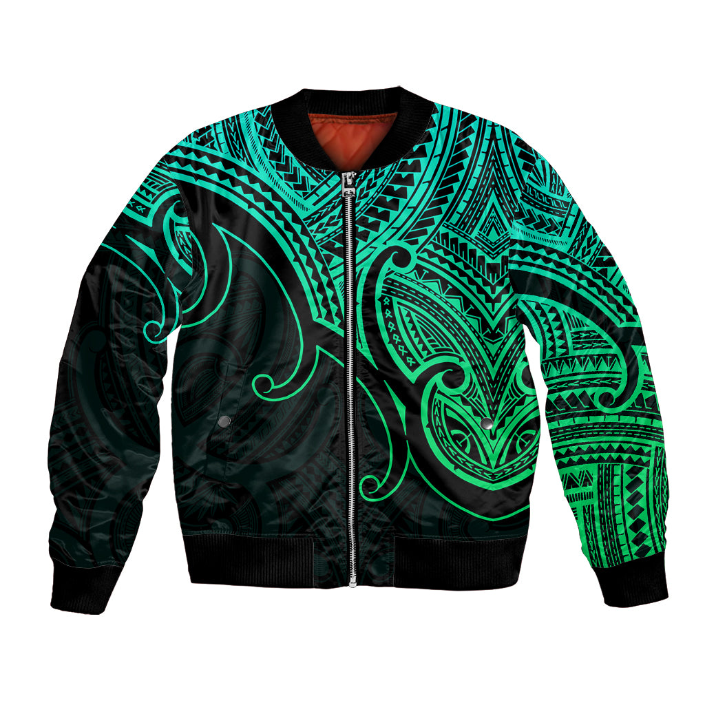 Custom Aotearoa Polynesian Bomber Jacket with Maori Koru Green LT9 - Wonder Print Shop