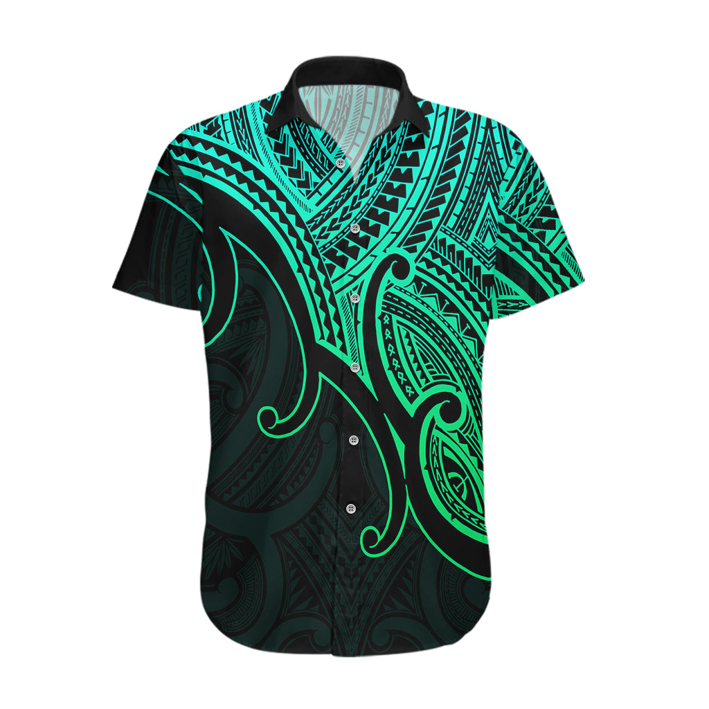 Custom Aotearoa Polynesian Hawaiian Shirt with Maori Koru Green - Wonder Print Shop