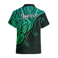 Custom Aotearoa Polynesian Hawaiian Shirt with Maori Koru Green - Wonder Print Shop