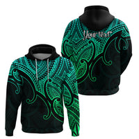 Custom Aotearoa Polynesian Hoodie with Maori Koru Green - Wonder Print Shop
