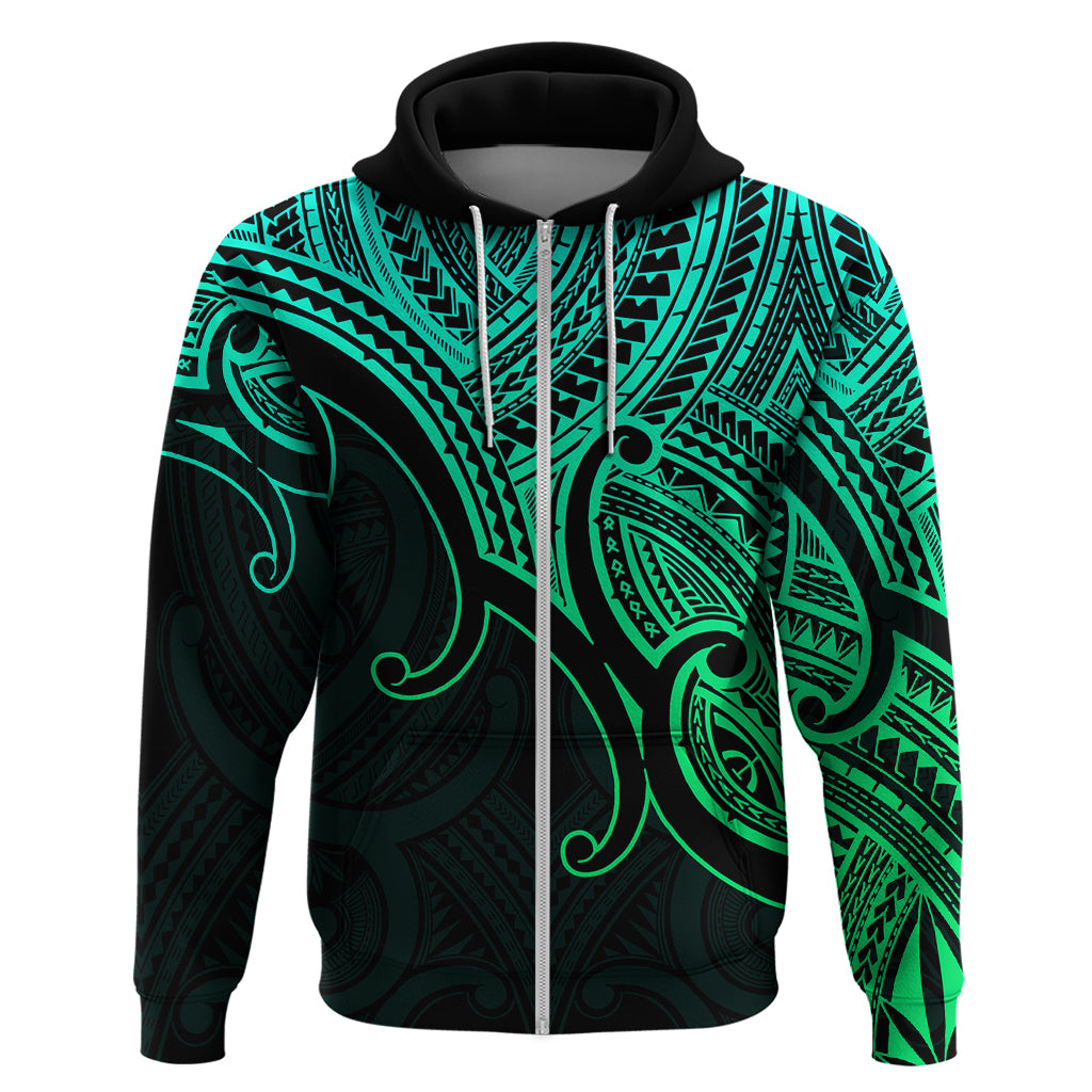 Custom Aotearoa Polynesian Hoodie with Maori Koru Green - Wonder Print Shop