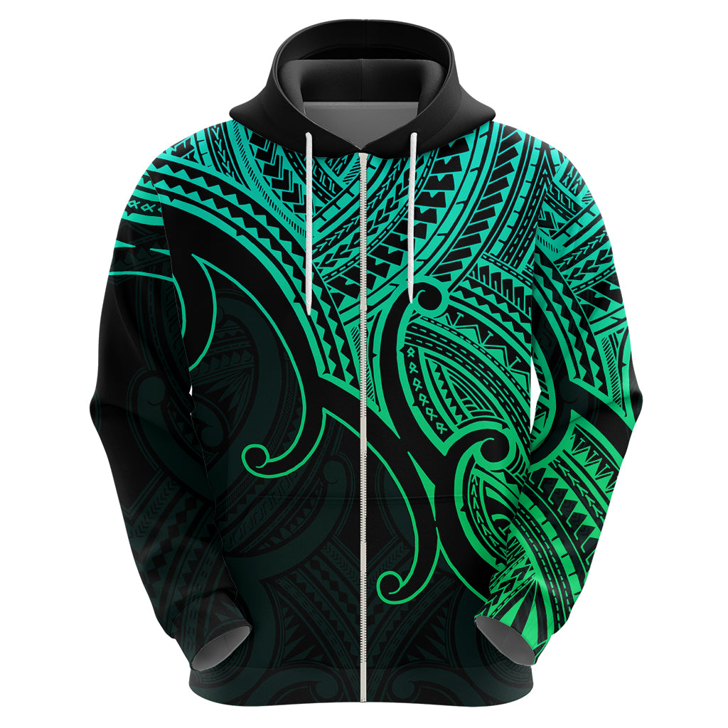 Custom Aotearoa Polynesian Hoodie with Maori Koru Green - Wonder Print Shop
