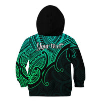 Custom Aotearoa Polynesian Kid Hoodie with Maori Koru Green - Wonder Print Shop