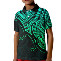 Custom Aotearoa Polynesian Kid Polo Shirt with Maori Koru Green - Wonder Print Shop