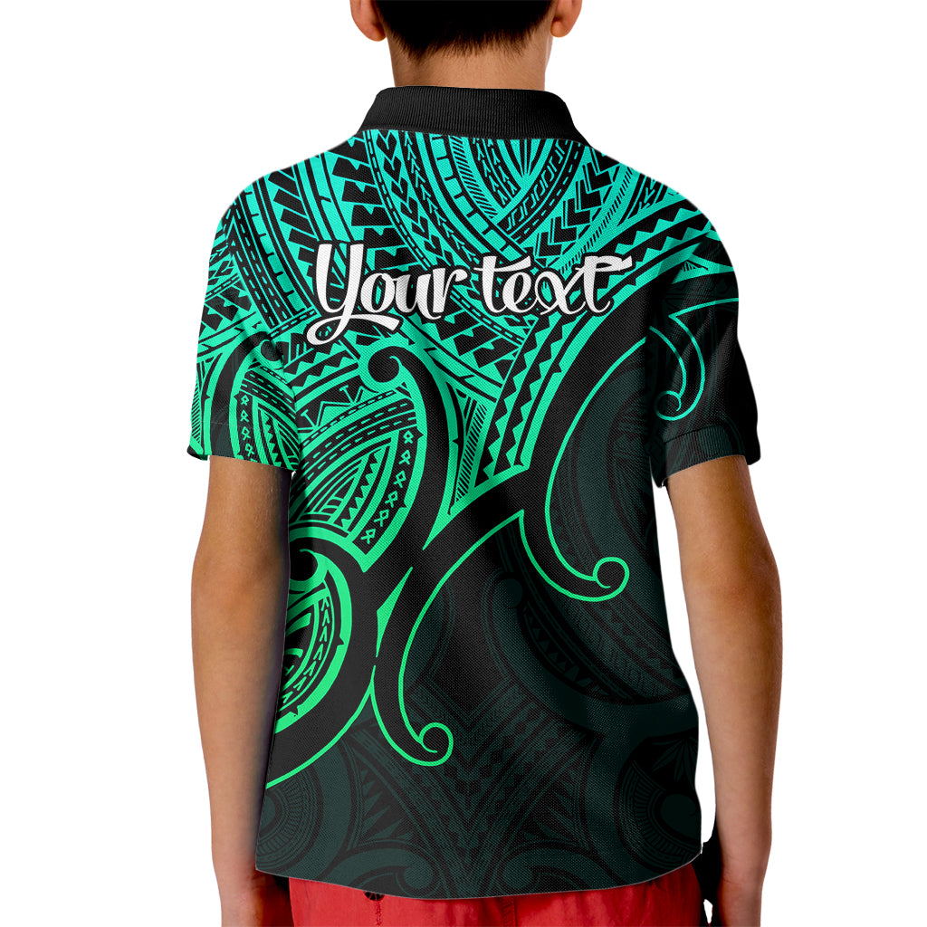 Custom Aotearoa Polynesian Kid Polo Shirt with Maori Koru Green - Wonder Print Shop