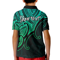 Custom Aotearoa Polynesian Kid Polo Shirt with Maori Koru Green - Wonder Print Shop