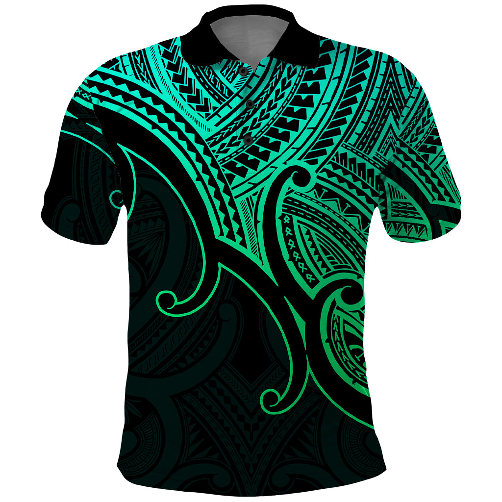Custom Aotearoa Polynesian Polo Shirt with Maori Koru Green - Wonder Print Shop
