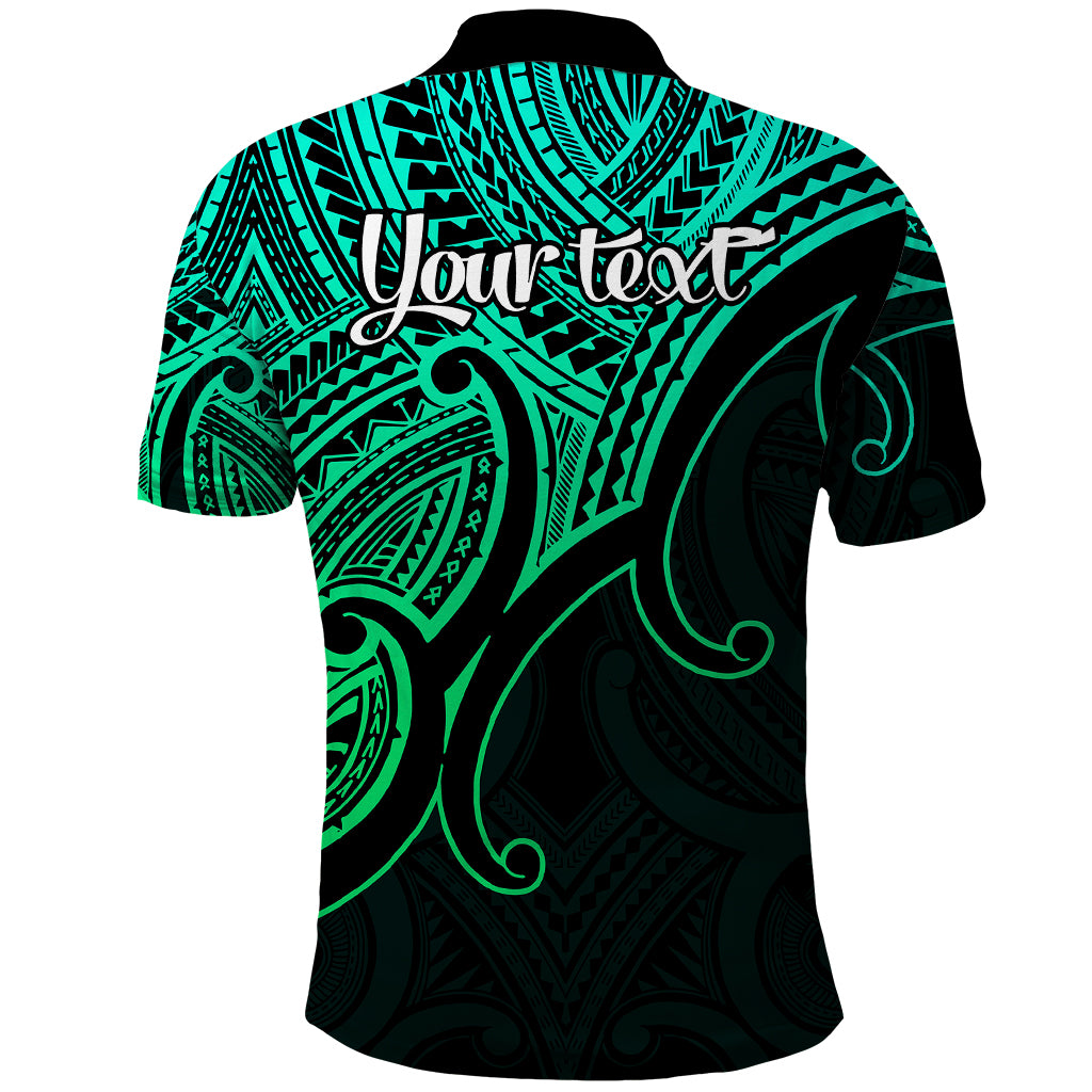 Custom Aotearoa Polynesian Polo Shirt with Maori Koru Green - Wonder Print Shop