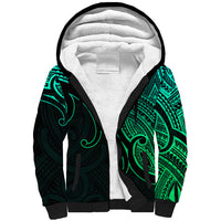 Custom Aotearoa Polynesian Sherpa Hoodie with Maori Koru Green - Wonder Print Shop