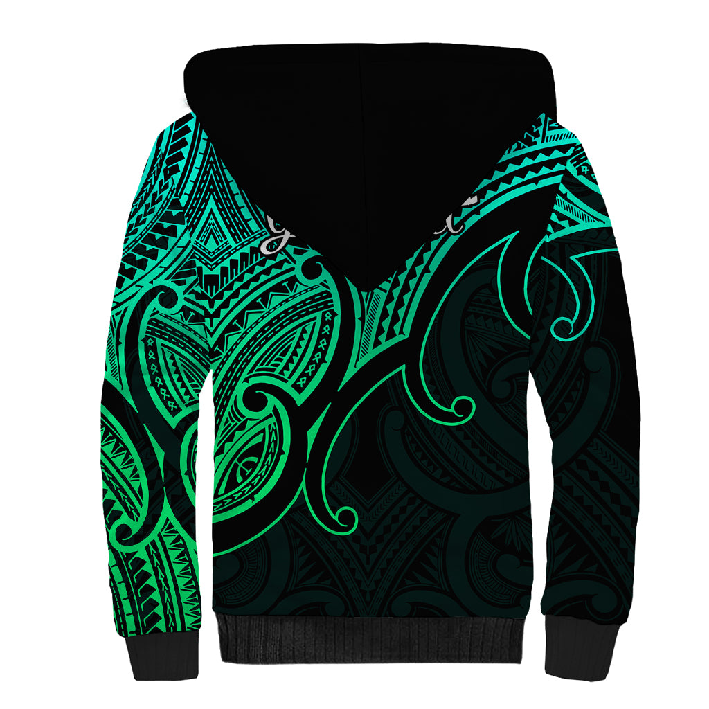 Custom Aotearoa Polynesian Sherpa Hoodie with Maori Koru Green - Wonder Print Shop