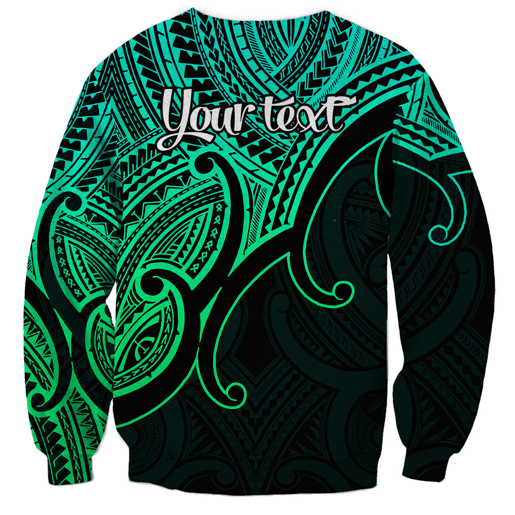 Custom Aotearoa Polynesian Sweatshirt with Maori Koru Green - Wonder Print Shop