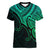 Custom Aotearoa Polynesian Women V Neck T Shirt with Maori Koru Green - Wonder Print Shop