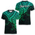 Custom Aotearoa Polynesian Women V Neck T Shirt with Maori Koru Green - Wonder Print Shop