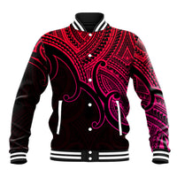 Custom Aotearoa Polynesian Baseball Jacket with Maori Koru Pink LT9 - Wonder Print Shop