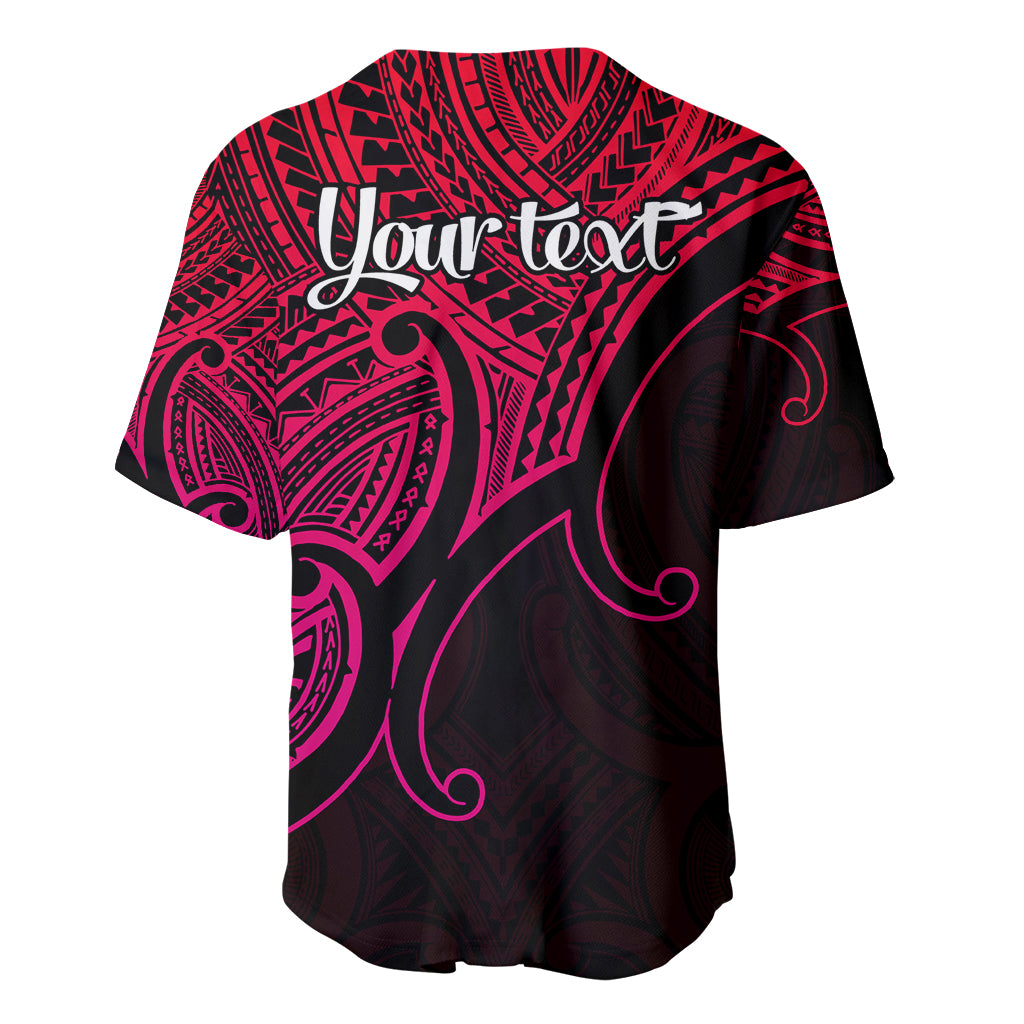Custom Aotearoa Polynesian Baseball Jersey with Maori Koru Pink LT9 - Wonder Print Shop