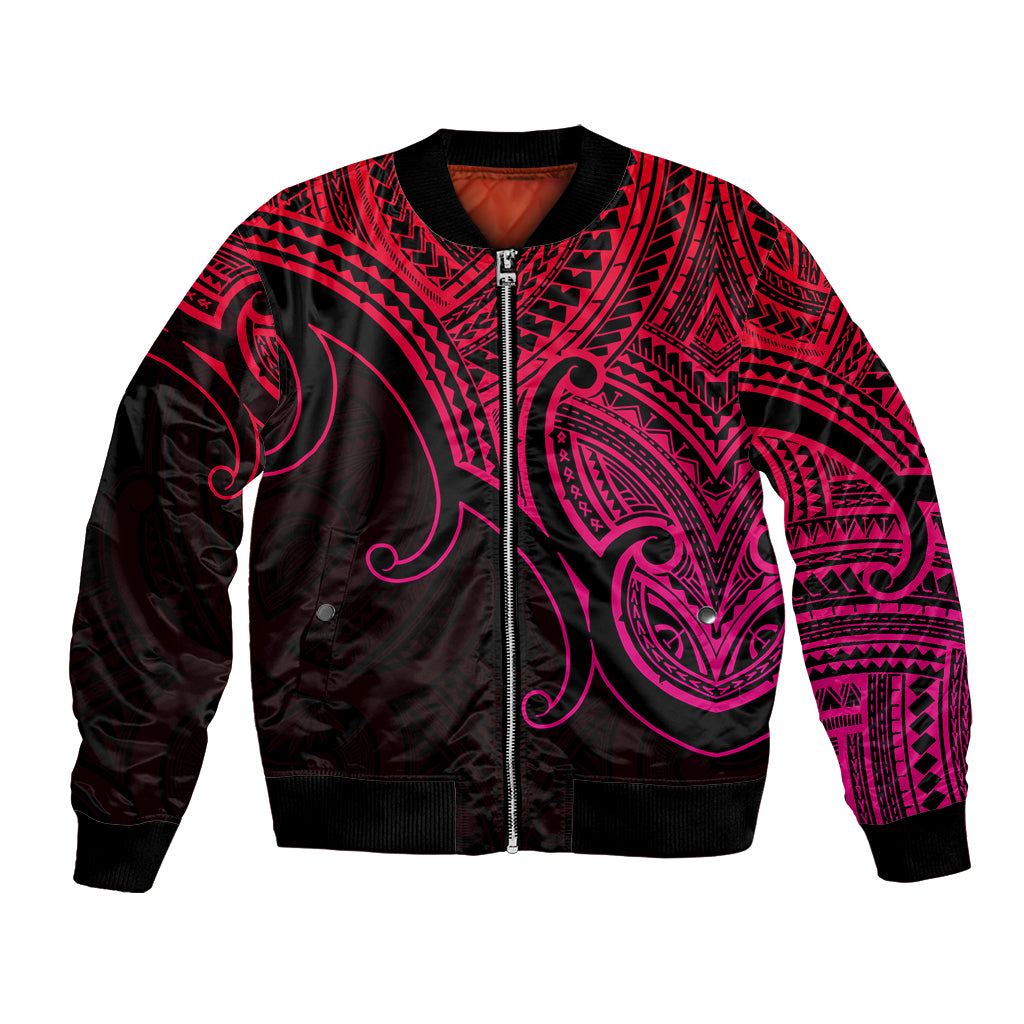Custom Aotearoa Polynesian Bomber Jacket with Maori Koru Pink LT9 - Wonder Print Shop