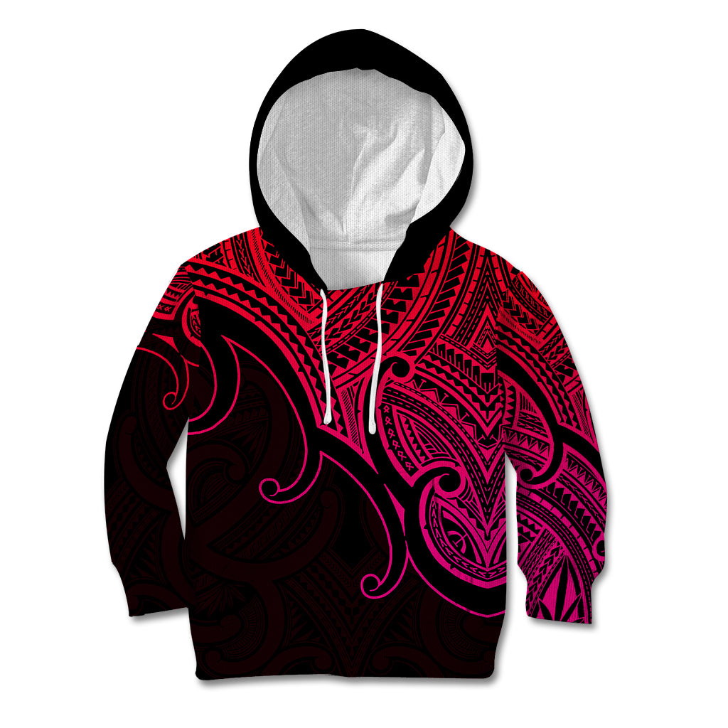 Custom Aotearoa Polynesian Kid Hoodie with Maori Koru Pink - Wonder Print Shop