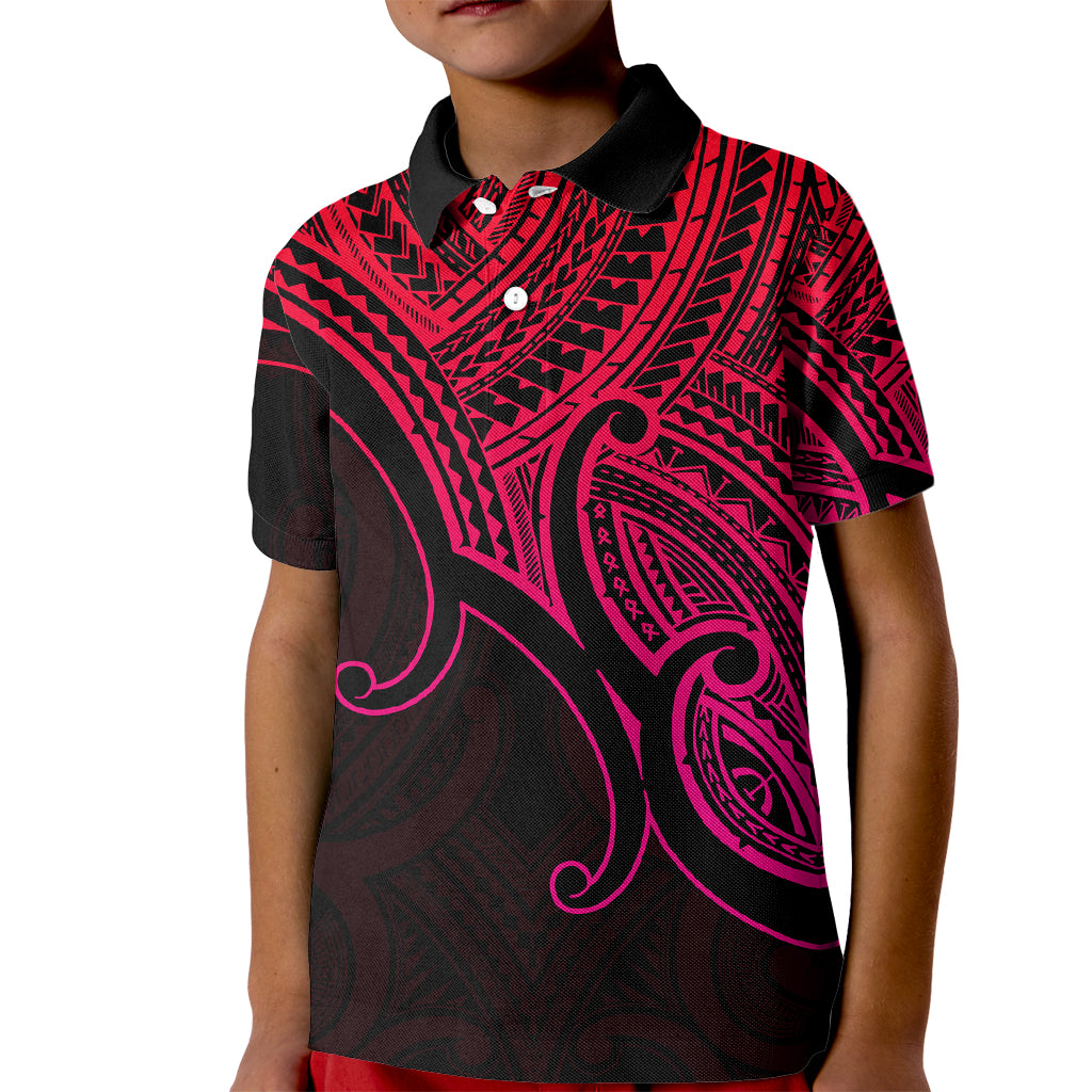 Custom Aotearoa Polynesian Kid Polo Shirt with Maori Koru Pink - Wonder Print Shop