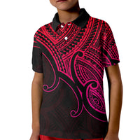 Custom Aotearoa Polynesian Kid Polo Shirt with Maori Koru Pink - Wonder Print Shop