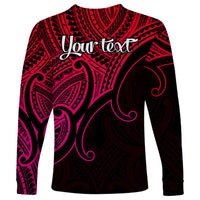 Custom Aotearoa Polynesian Long Sleeve Shirt with Maori Koru Pink - Wonder Print Shop