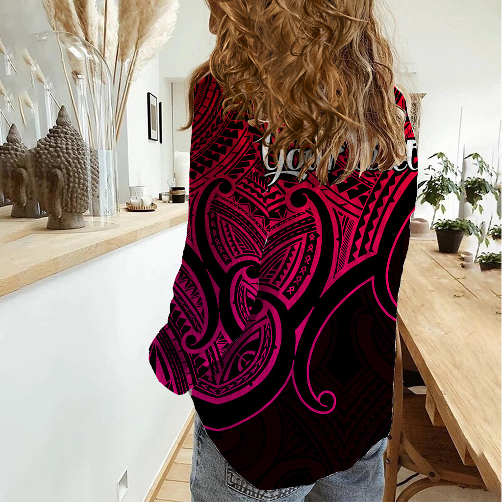 Custom Aotearoa Polynesian Women Casual Shirt with Maori Koru Pink - Wonder Print Shop