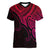 Custom Aotearoa Polynesian Women V Neck T Shirt with Maori Koru Pink - Wonder Print Shop