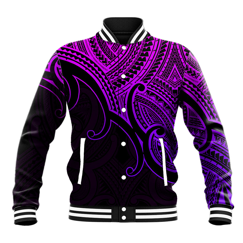 Custom Aotearoa Polynesian Baseball Jacket with Maori Koru Purple LT9 - Wonder Print Shop