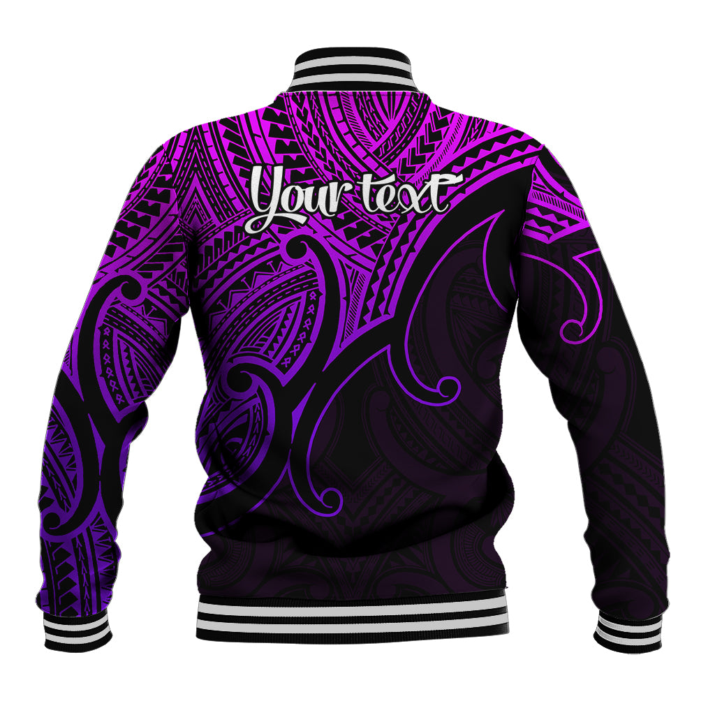 Custom Aotearoa Polynesian Baseball Jacket with Maori Koru Purple LT9 - Wonder Print Shop