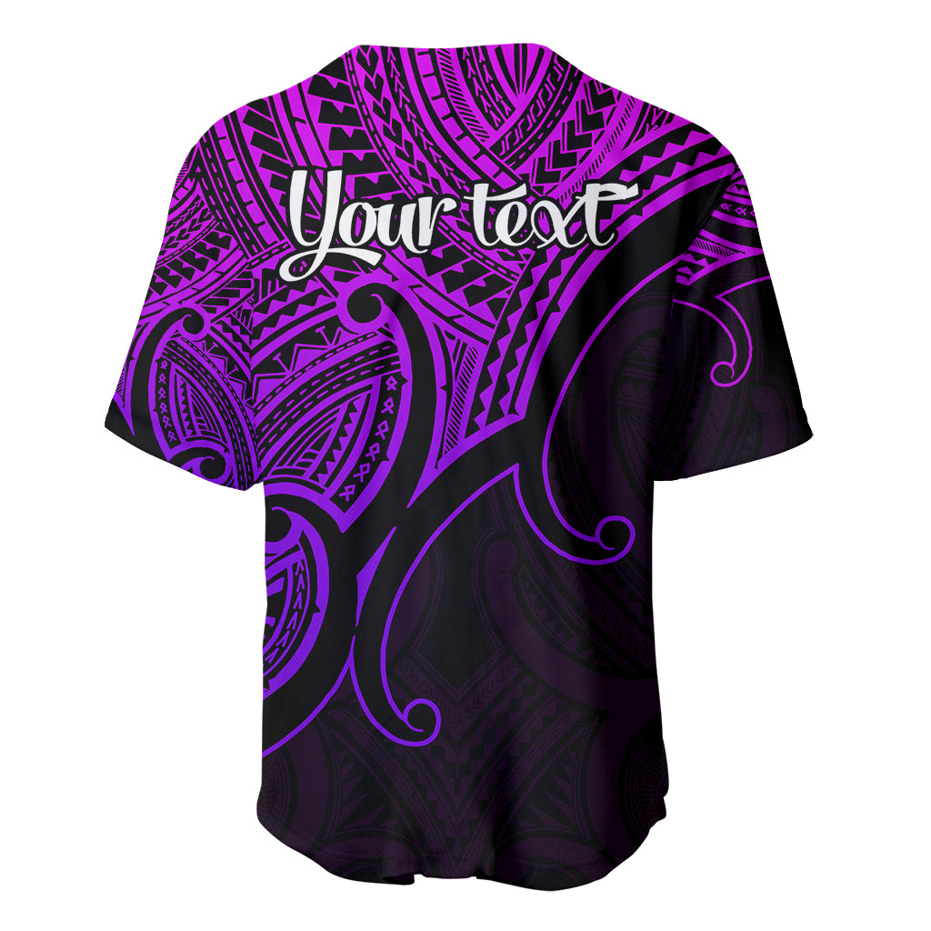 Custom Aotearoa Polynesian Baseball Jersey with Maori Koru Purple LT9 - Wonder Print Shop