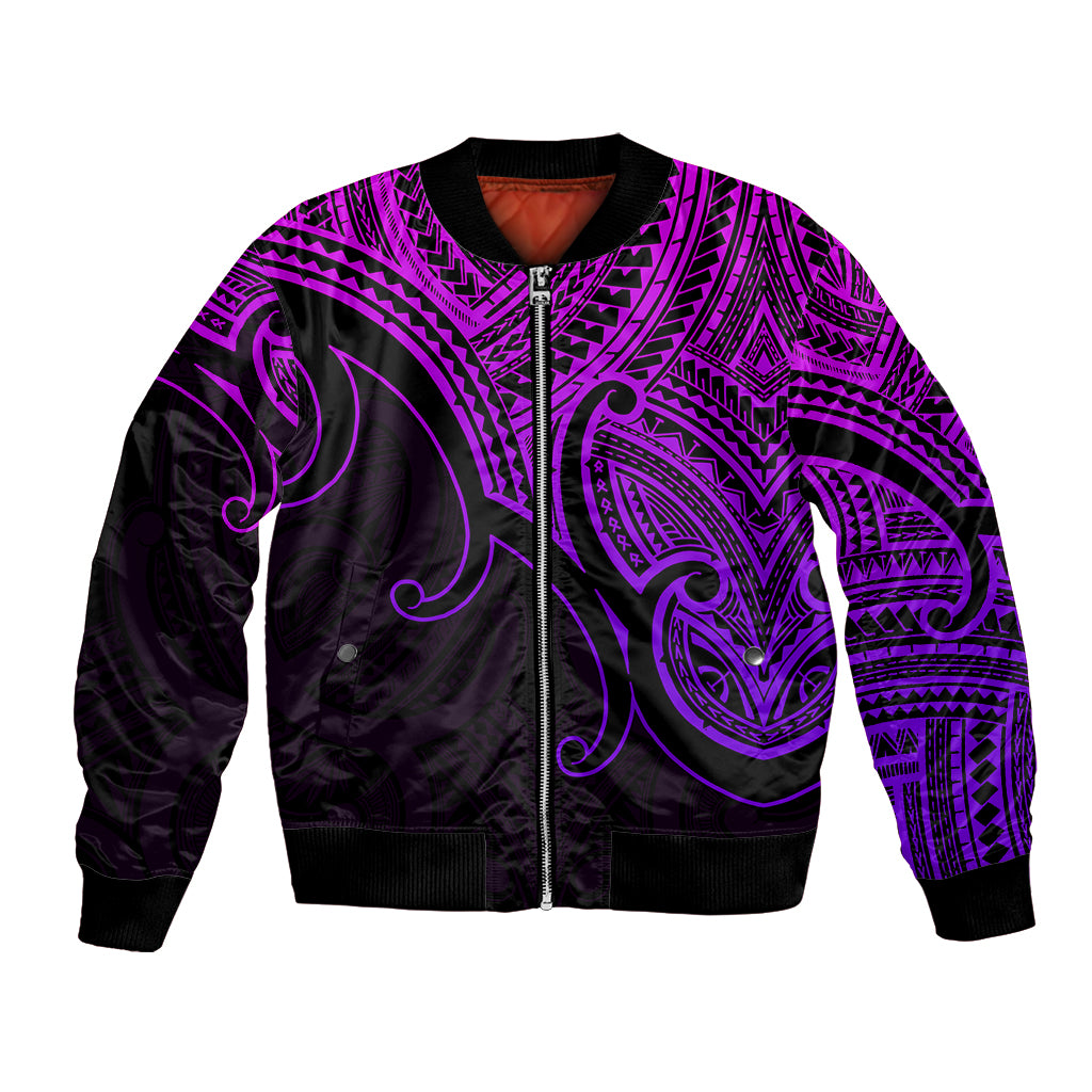 Custom Aotearoa Polynesian Bomber Jacket with Maori Koru Purple LT9 - Wonder Print Shop