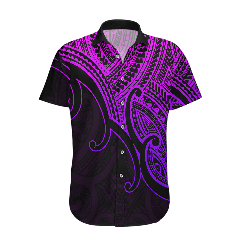 Custom Aotearoa Polynesian Hawaiian Shirt with Maori Koru Purple - Wonder Print Shop