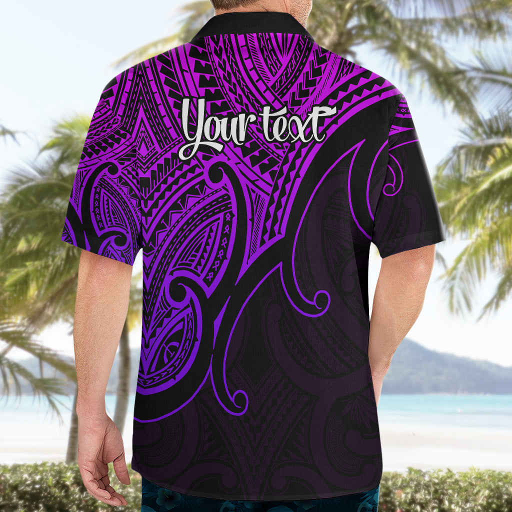 Custom Aotearoa Polynesian Hawaiian Shirt with Maori Koru Purple - Wonder Print Shop