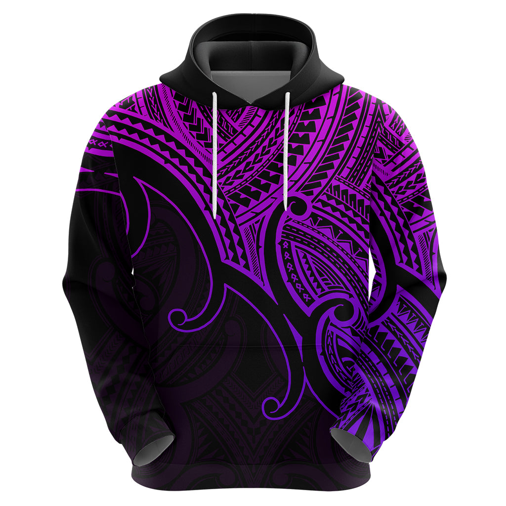 Custom Aotearoa Polynesian Hoodie with Maori Koru Purple - Wonder Print Shop