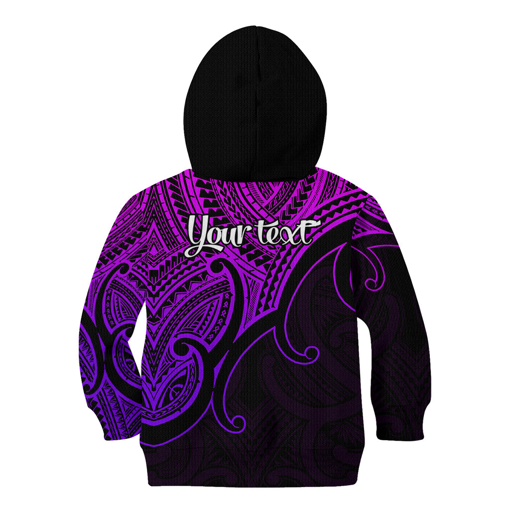 Custom Aotearoa Polynesian Kid Hoodie with Maori Koru Purple - Wonder Print Shop
