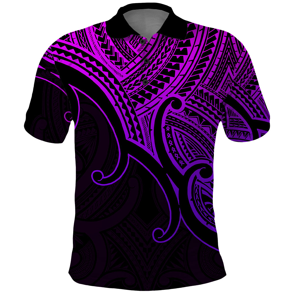 Custom Aotearoa Polynesian Polo Shirt with Maori Koru Purple - Wonder Print Shop