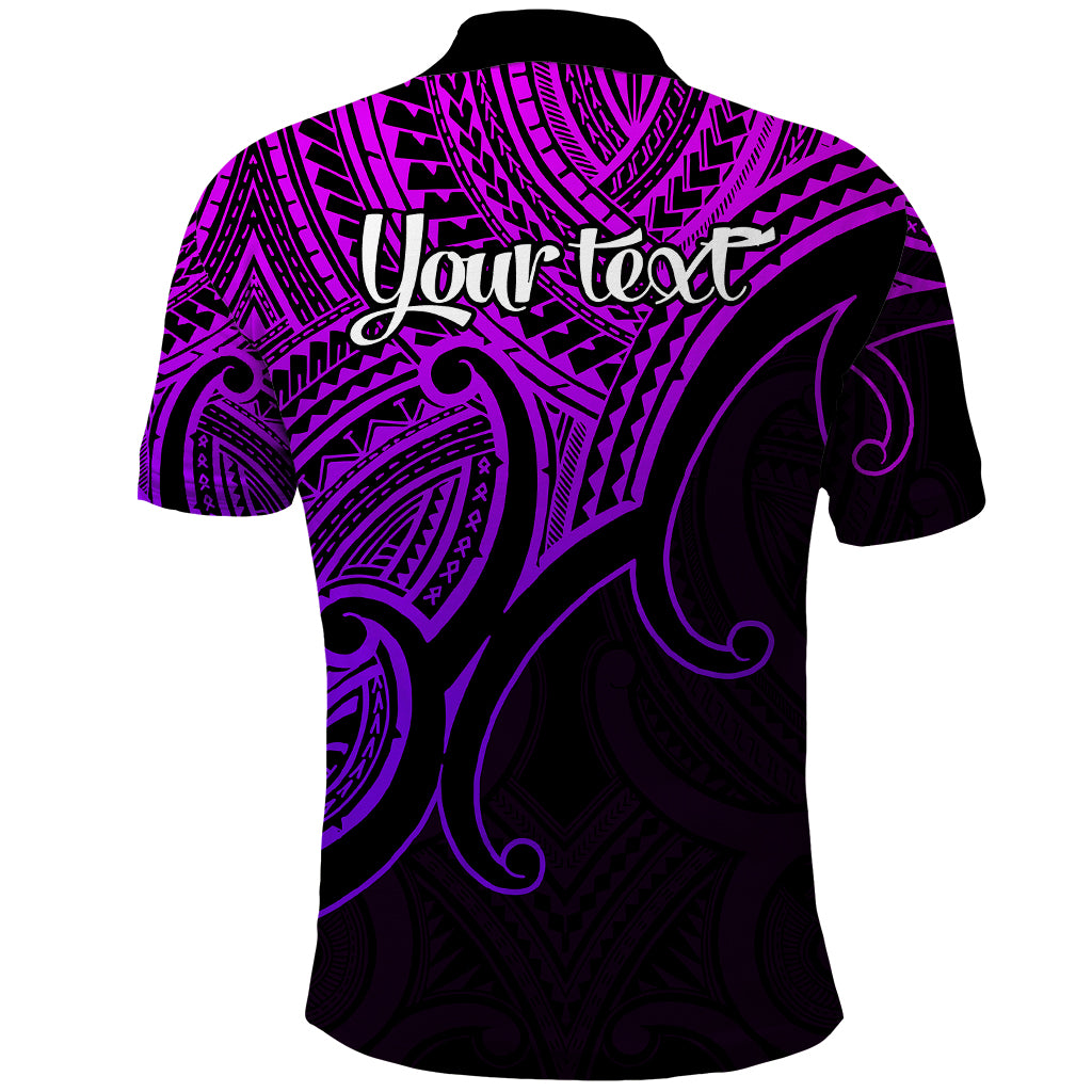 Custom Aotearoa Polynesian Polo Shirt with Maori Koru Purple - Wonder Print Shop